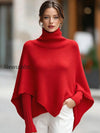 turtleneck-asymmetrical-knit-poncho-sweater