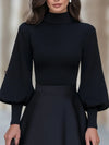 mock-neckline-ribbed-knit-puff-sleeve-top