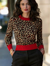 leopard-contrast-trim-crew-neck-knit-top