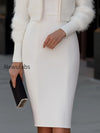pearl-trim-fluffy-knit-cardigan-and-bodycon-dress-set