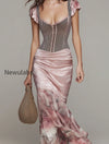 elegant-oil-painting-flower-fishtail-hem-maxi-dress