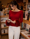 faux-fur-cuffs-boat-neck-ribbed-knit-sweater