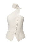Oatmeal Asymmetric Scarf Top