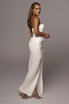 White Noelia Linen Slit Skirt