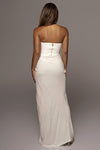 White Noelia Linen Slit Skirt