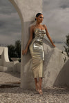Light Gold Visions Of You Midi Dress