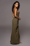 Olive Noelia Linen Slit Skirt