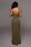 Olive Noelia Linen Slit Skirt