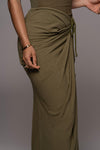 Olive Noelia Linen Slit Skirt