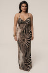 Brown Zebra Print Infinite Journey Maxi Dress