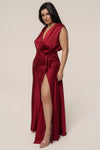 Red Amalia Satin Maxi Dress