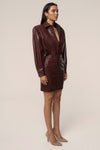 Burgundy Milano PU Leather Skirt