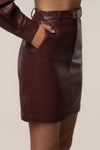 Burgundy Milano PU Leather Skirt