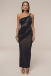 Navy Alari One Shoulder Maxi Dress