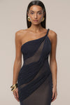 Navy Alari One Shoulder Maxi Dress