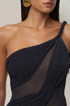 Navy Alari One Shoulder Maxi Dress