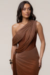 Gold Celestina Draped Maxi Dress