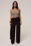 Brown Draped Sash Trouser