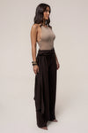 Brown Draped Sash Trouser