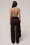 Brown Draped Sash Trouser
