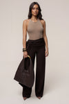 Brown Draped Sash Trouser