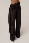 Brown Draped Sash Trouser