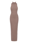 Beige Classic Turtleneck Maxi Dress