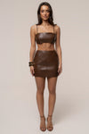 Brown Olivia PU Leather Bralette
