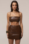 Brown Olivia PU Leather Bralette