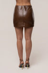 Brown Olivia PU Leather Skirt