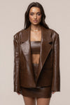 Brown Olivia PU Leather Bralette