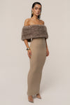 Chocolate Aspen Hour Faux Fur Dress
