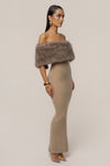 Chocolate Aspen Hour Faux Fur Dress
