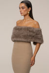 Chocolate Aspen Hour Faux Fur Dress