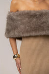 Chocolate Aspen Hour Faux Fur Dress