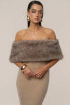 Chocolate Aspen Hour Faux Fur Dress