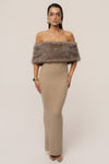 Chocolate Aspen Hour Faux Fur Dress