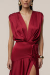Red Amalia Satin Maxi Dress
