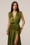 Olive Amalia Satin Maxi Dress