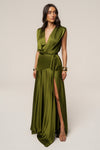 Olive Amalia Satin Maxi Dress