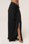 Black Noelia Linen Slit Skirt