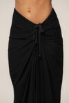 Black Noelia Linen Slit Skirt