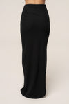 Black Noelia Linen Slit Skirt