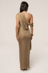 Gold Metallic Celestina Draped Maxi Dress