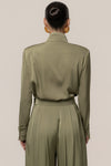 Olive Visionary Pleated Bodysuit