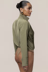 Olive Visionary Pleated Bodysuit