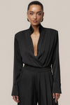 Black Visionary Pleated Bodysuit