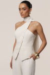 Oatmeal Asymmetric Scarf Top