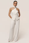 Oatmeal Asymmetric Scarf Top