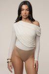 Ivory Textured One Shoulder Bodysuit